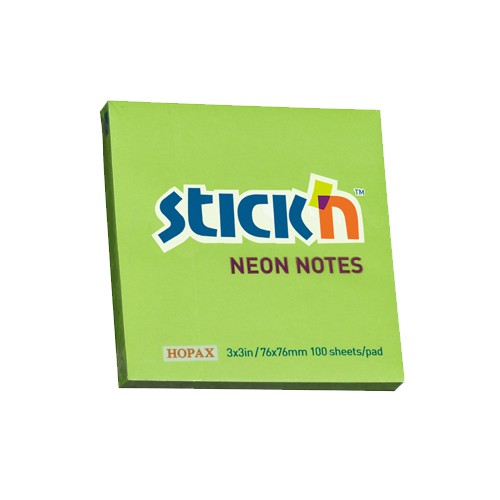 กระดาษโน๊ตกาวในตัว StickN 21167 สีเขียวสะท้อนแสง 3x3 นิ้ว