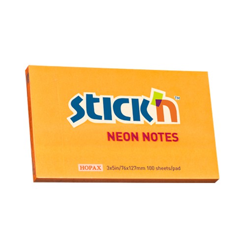 กระดาษโน๊ตกาวในตัว StickN 21168 สีส้มสะท้อนแสง 3x5 นิ้ว (1x100)