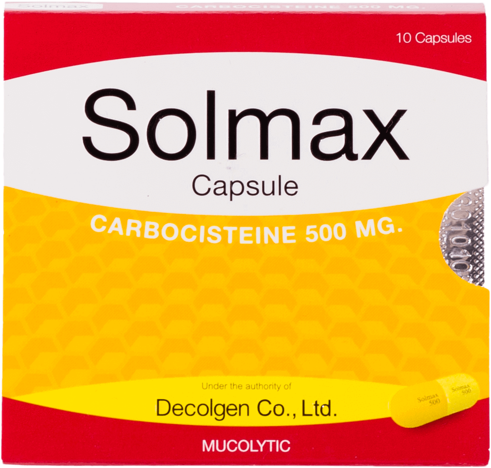  ยาแก้ไอ ละลายเสมหะ แบบแคปซูล Solmax ชนิดแผง (10เม็ด) 