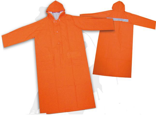 เสื้อกันฝนโค้ทส้ม คาดแถบสะท้อนแสง 1 แถบ