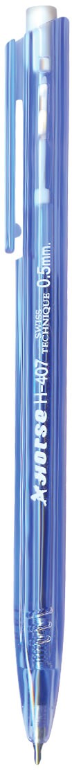 ปากกาลูกลื่นแบบกด ตราม้า H-407 สีน้ำเงิน 0.5 มม.