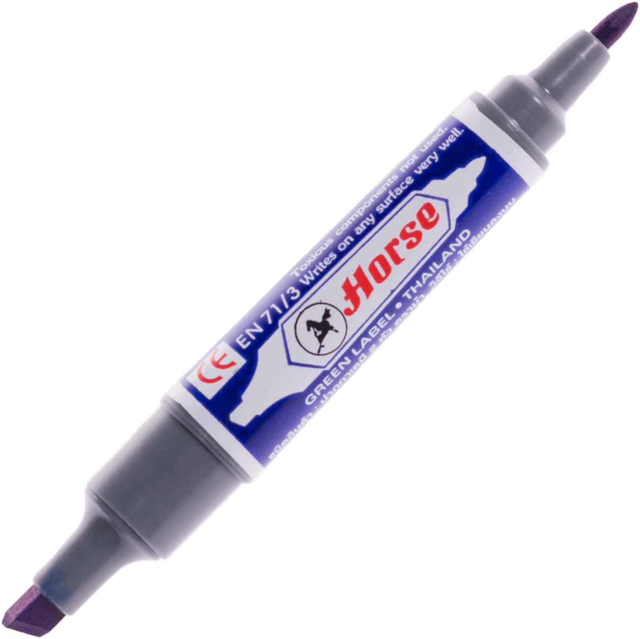 ปากกาเคมี2 หัว ตราม้า สีน้ำเงิน 2 มม./1-5 มม.