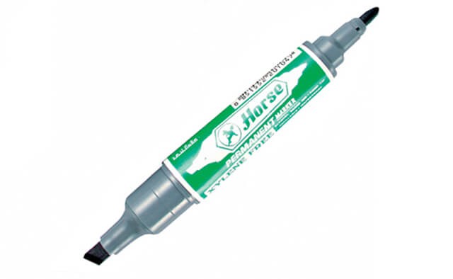 ปากกาเคมี2 หัว ตราม้า สีเขียว 2 มม./1-5 มม.