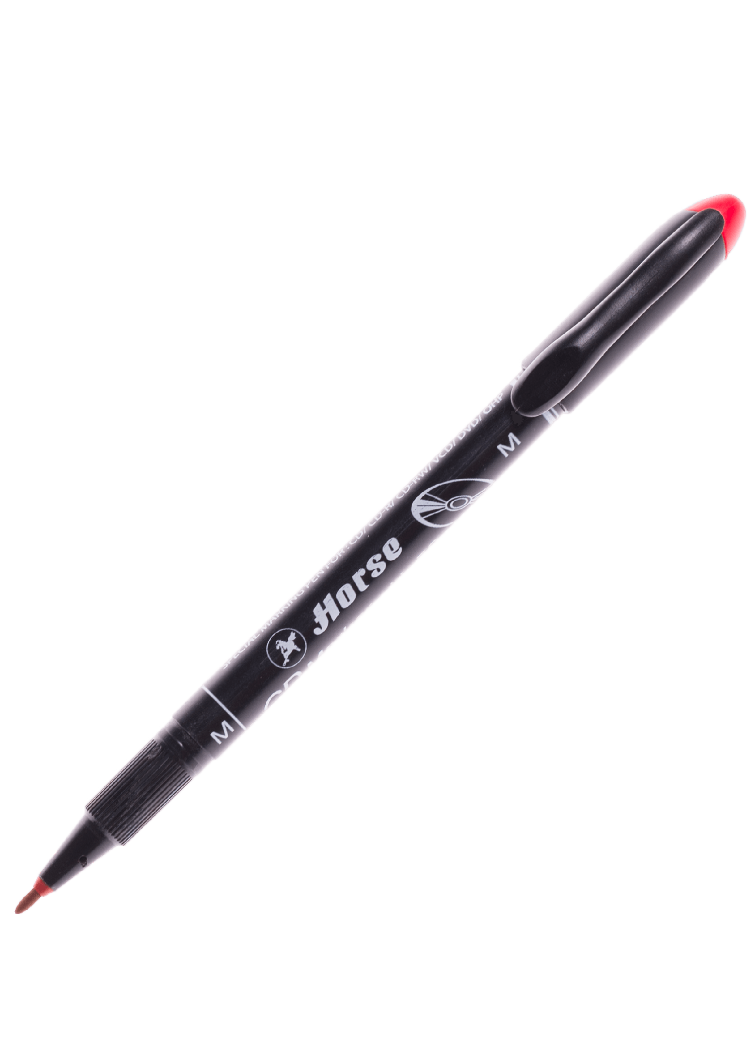 ปากกาเขียน CD ลบไม่ได้ ตราม้า H-52 (M) สีแดง 1.0 มม.