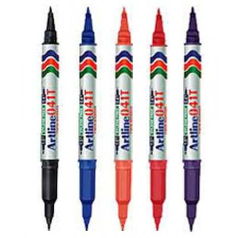 ปากกาเคมี 2หัว Artline EK-041T (หัวแหลม0.4มม./1.0มม.) สีน้ำเงิน