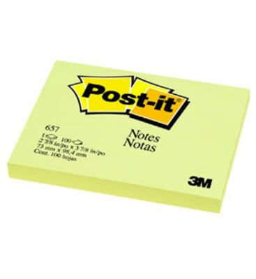 กระดาษโน๊ตกาวในตัว Post-it Notes Canary 657 สีเหลือง