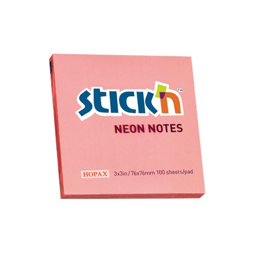 กระดาษโน๊ตกาวในตัว StickN 21166 สีชมพู 3x3 นิ้ว (1x100)