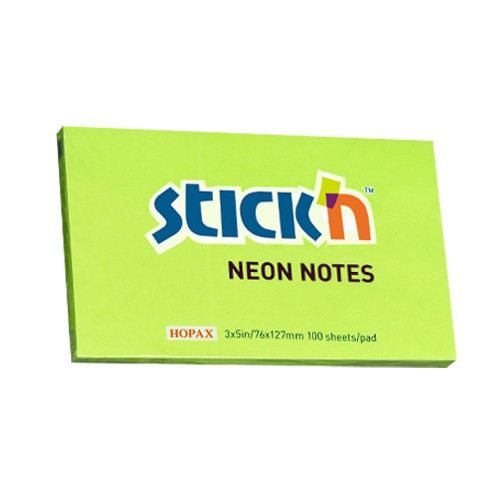 กระดาษโน๊ตกาวในตัว StickN 21171 สีเขียวสะท้อนแสง 3x5 นิ้ว (1x100)
