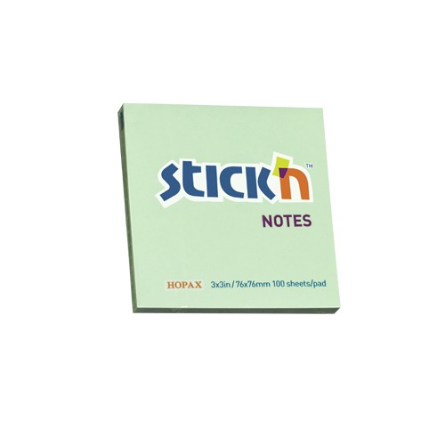 กระดาษโน๊ตกาวในตัว Stickn 21150 สีเขียว 3x3 นิ้ว (1x100)
