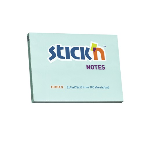 กระดาษโน๊ตกาวในตัว Stick'n 21152 สีฟ้า 3x4 นิ้ว (1x100)