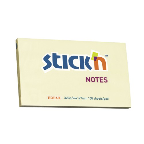 กระดาษโน๊ตกาวในตัว Stickn 21009 สีเหลือง 3x5 นิ้ว (1x100)