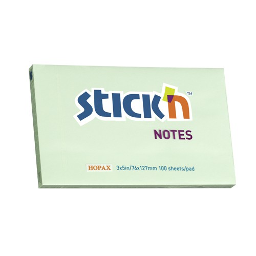 กระดาษโน๊ตกาวในตัว Stick'n 21156 สีเขียว 3x5 นิ้ว (1x100)