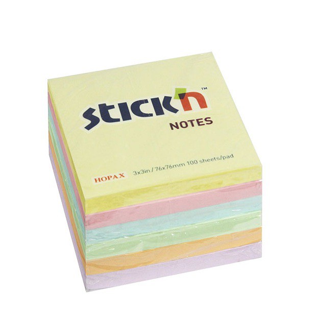 กระดาษโน๊ตกาวในตัว Stick'n EP3030-6 สีพาสเทลคละสี 3x3นิ้ว (6x100)
