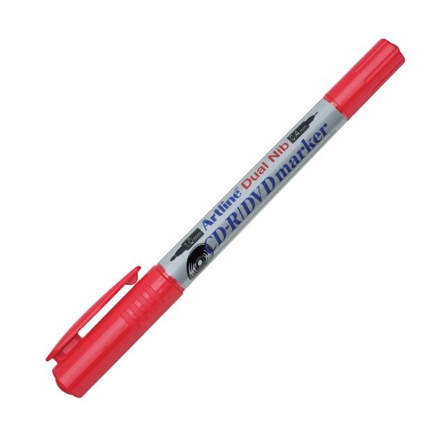 ปากกาเขียน CD 2 หัว Artline EK-841 สีแดง 0.5/1.0 มม.