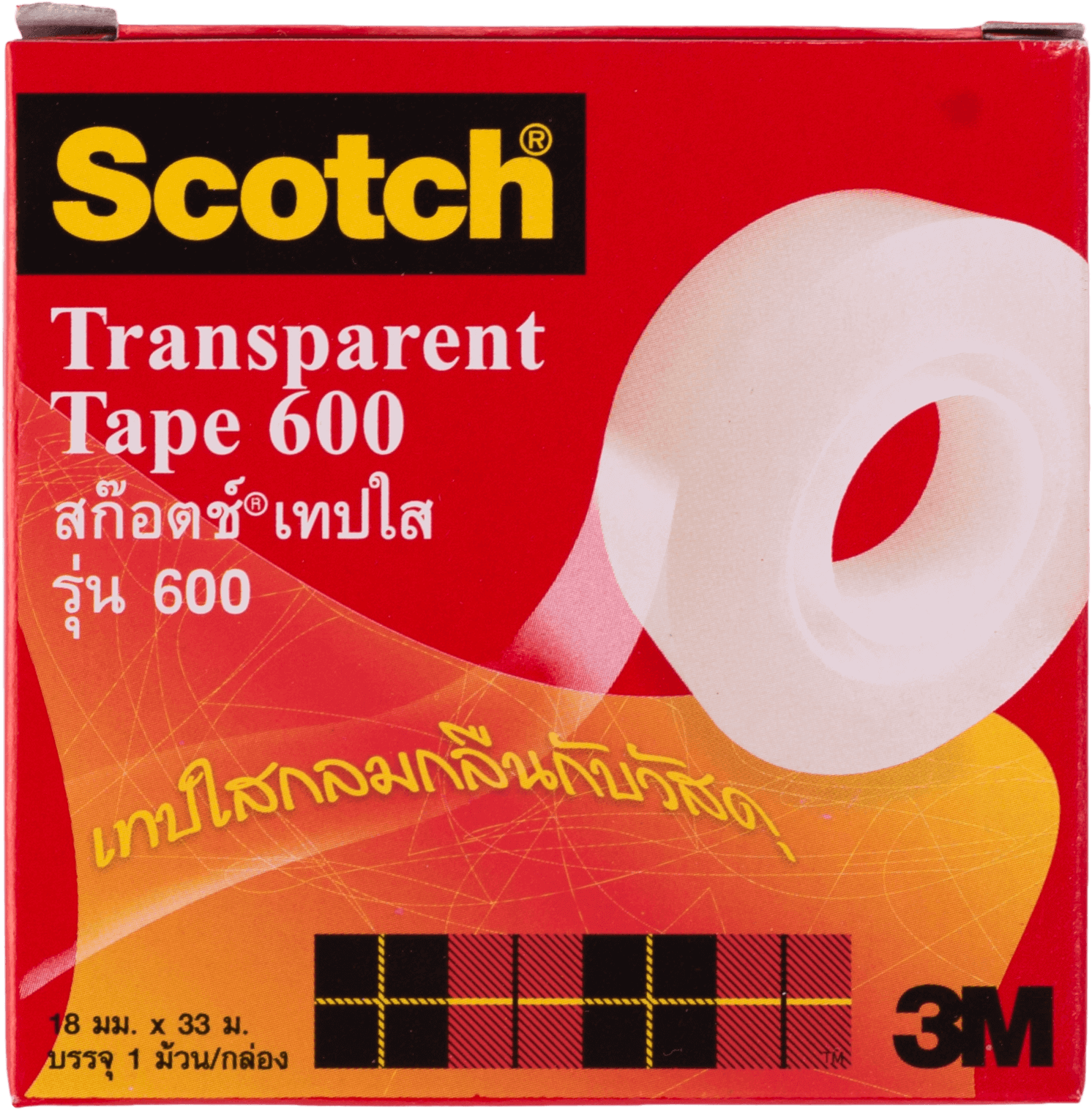เทปใสแกน 1 นิ้ว Scotch 600 3/4 นิ้วx36 หลา