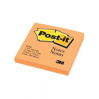 กระดาษโน๊ตกาวในตัว Post-it  สีส้มสะท้อนแสง 654 N-ORANGE