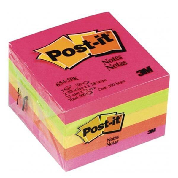 กระดาษโน๊ตกาวในตัว Post-it สีชมพูสะท้อนแสง 654-5 PK NEON