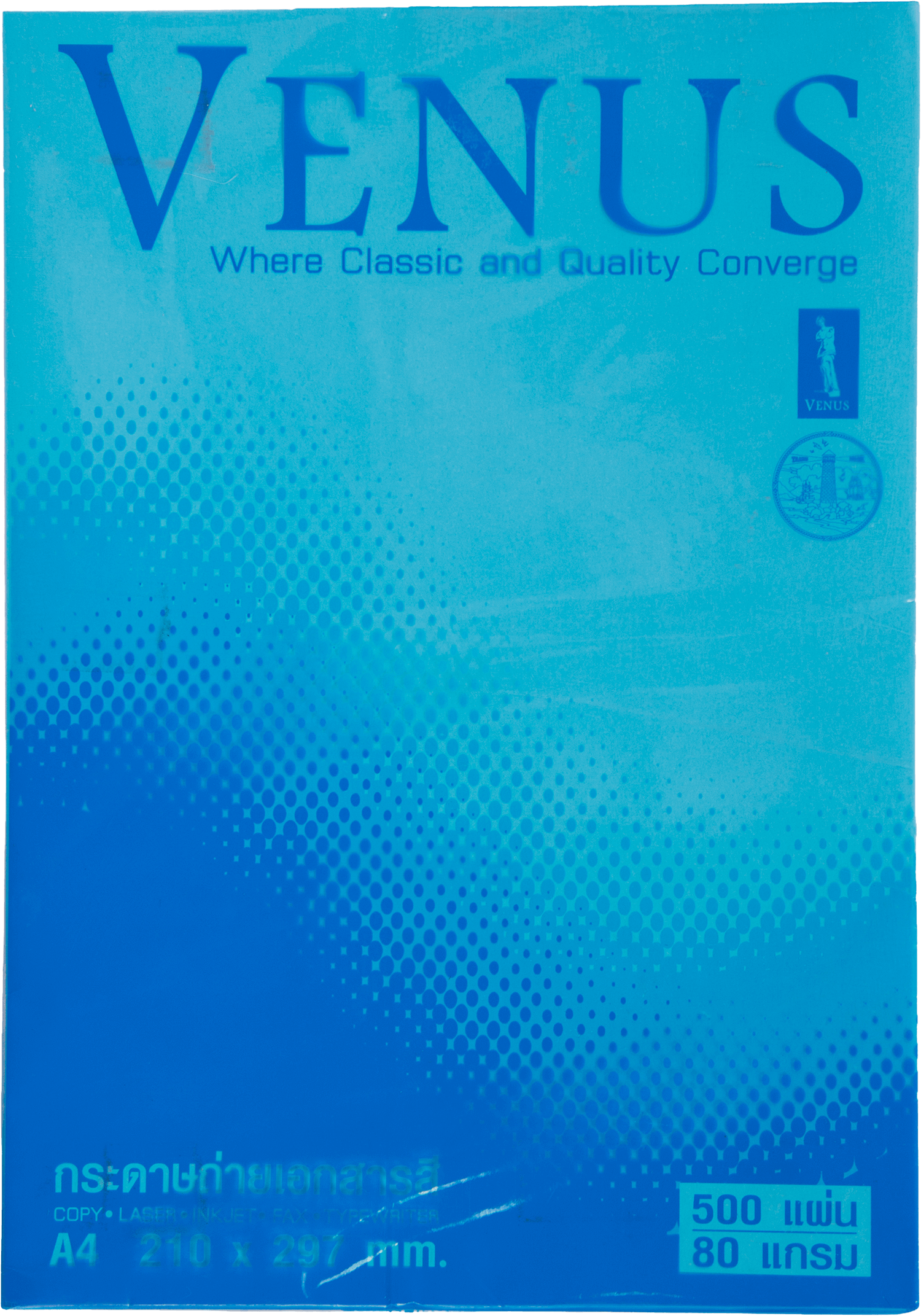 กระดาษถ่ายเอกสารสี Venus 1 สีฟ้า A4 / 80 แกรม (1x500)