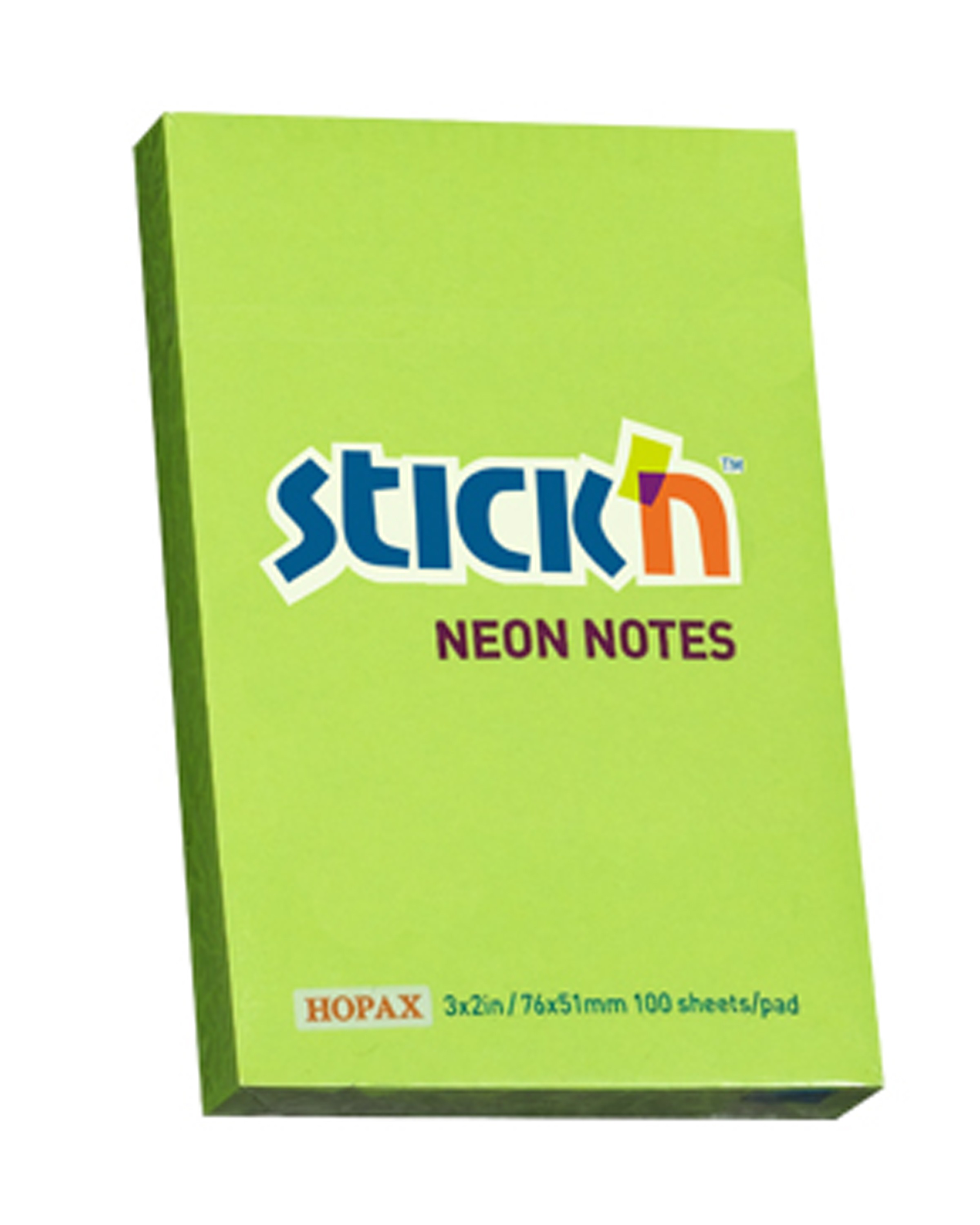 กระดาษโน๊ตกาวในตัว StickN 21163 สีเขียวสะท้อนแสง 3x2 นิ้ว (1x100)