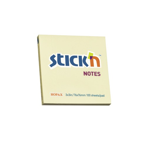 กระดาษโน๊ตกาวในตัว Stickn 21007 สีเหลือง 3x3 นิ้ว (1x100)