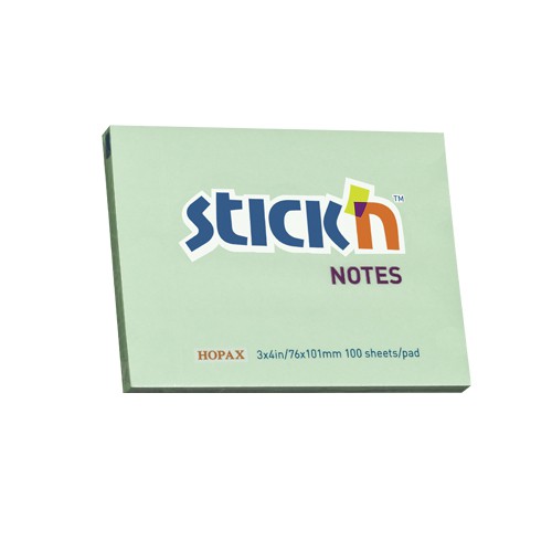 กระดาษโน๊ตกาวในตัว Stickn 21153 สีเขียว 3x4 นิ้ว (1x100)