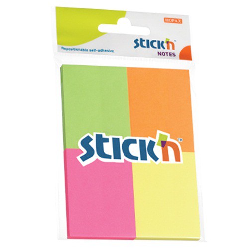 กระดาษโน๊ตกาวในตัว Stickn 21091 สีนีออนคละสี 1.5x2 นิ้ว (4x50)
