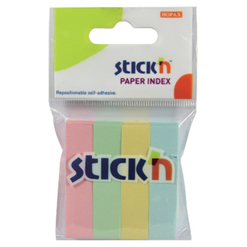 กระดาษโน้ตอินเด็กซ์  Stickn 21016P สีพาสเทลคละสี 1.2ซม.x5ซม. (4x100)