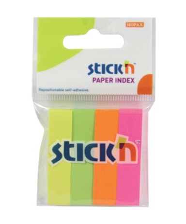 กระดาษโน้ตอินเด็กซ์  Stick'n 21017P สีนีออนคละสี 1.2ซม.x5ซม. (4x100)