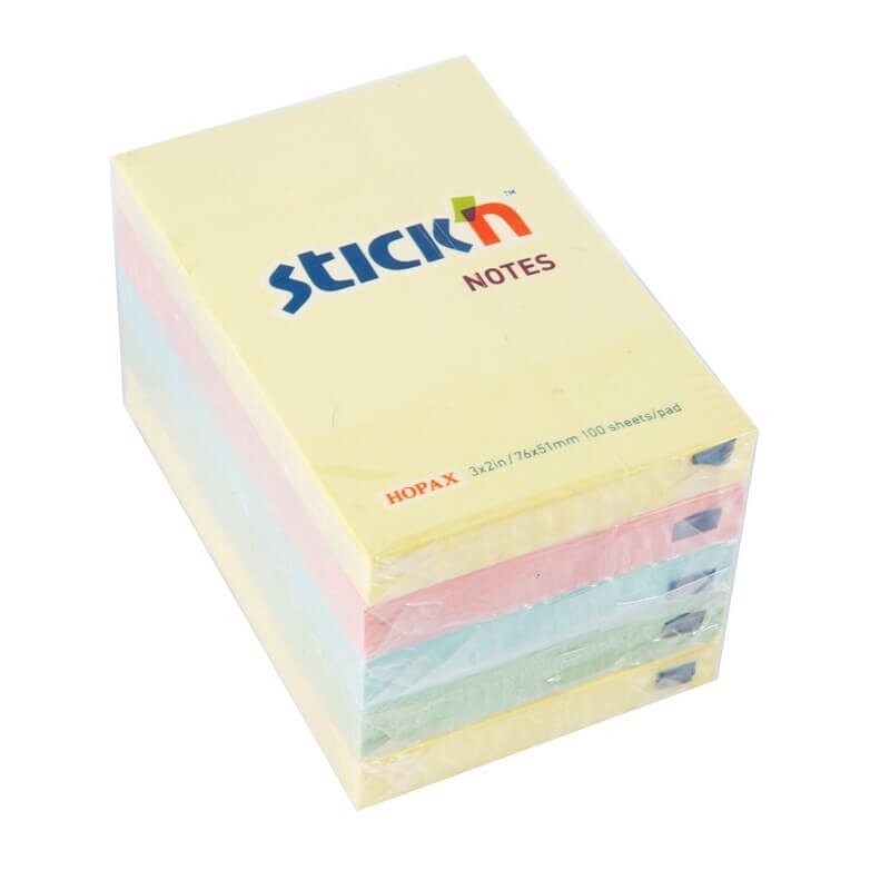 กระดาษโน๊ตกาวในตัว StickN 3x2 นิ้ว สีพาสเทลคละสี