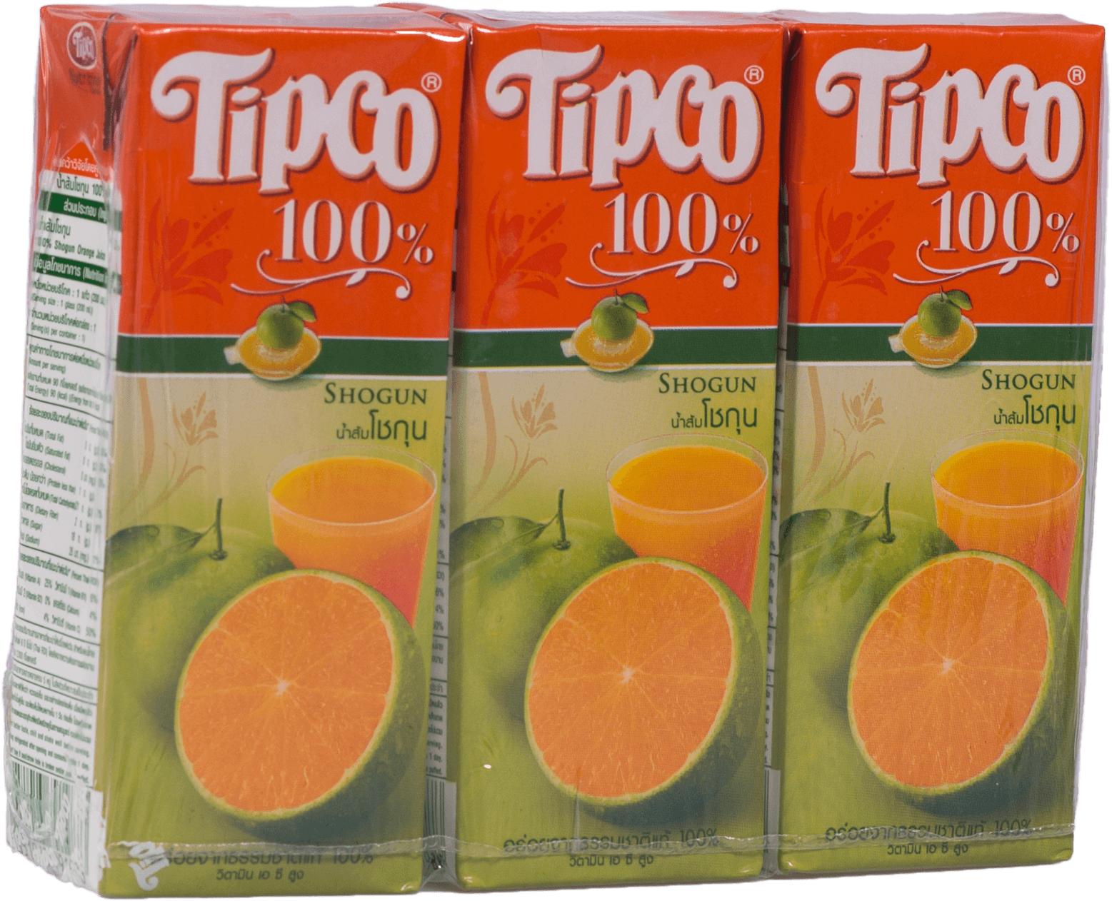 น้ำส้มโชกุน Tipco 100% 200ml. (1x3)