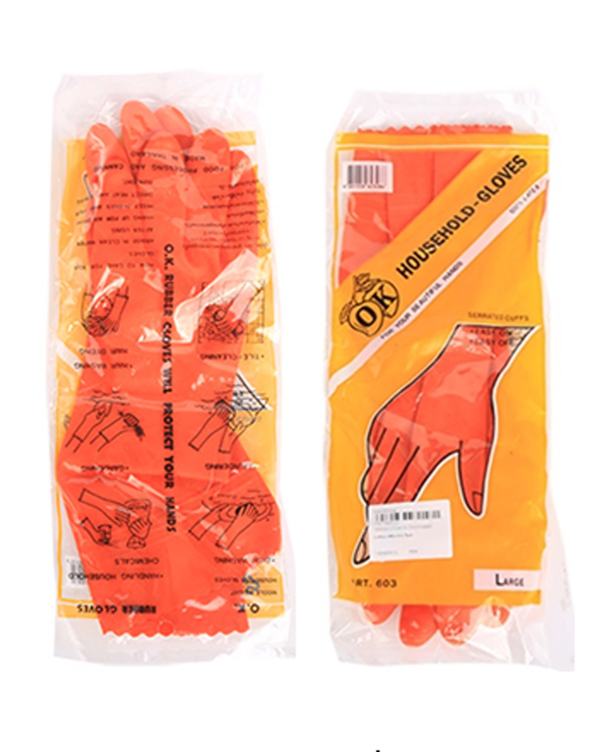ถุงมือยาง OK สีส้ม (ไซน์ใหญ่)