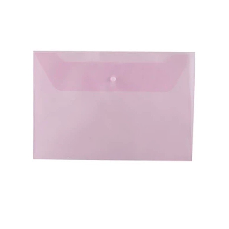 แฟ้มซองพลาสติก 1 กระดุม Orca A-120 สีชมพู A4 แนวนอน (ไม่ขยายข้าง)