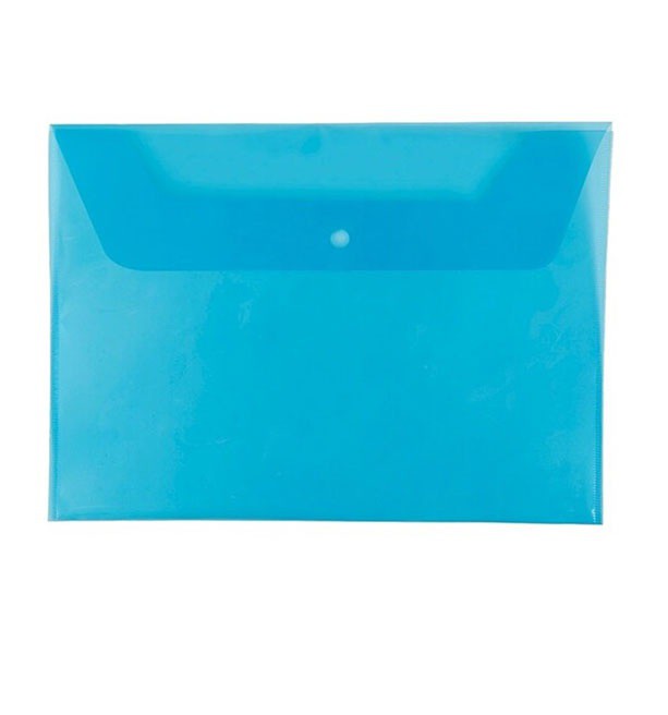 แฟ้มซองพลาสติก 1 กระดุม Orca A-120 สีฟ้า A4 แนวนอน (ไม่ขยายข้าง)