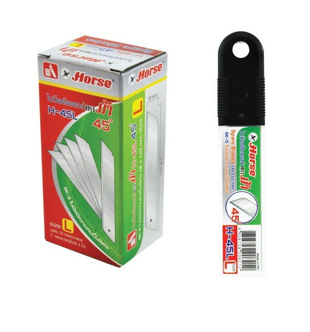 ใบมีดคัตเตอร์ ตราม้า H-45L 18มม. (หลอด 6ใบ)