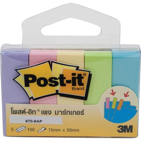 Post-it Page Marker 670-5AP พลาสเทลคละสี 1.5x5 ซม.5x100